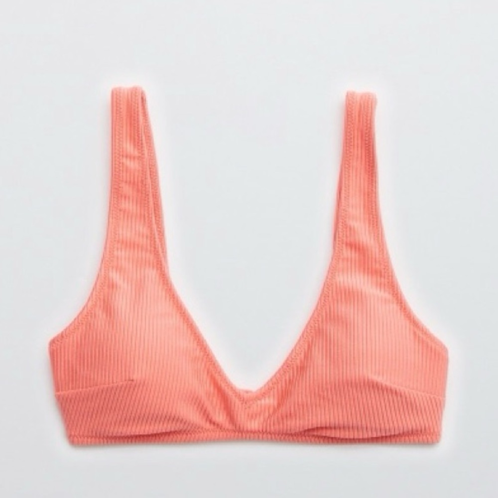 Aerie Coral Ribbed Bikini Top